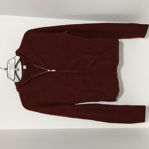 Burgundy Lambswool Zip Up Cardigan With Hood sz Large